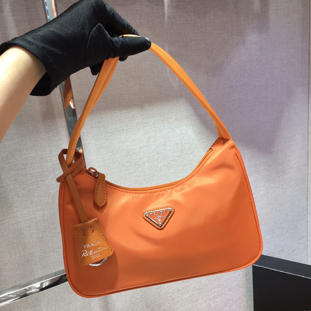 Prada Mini Re Nylon Re Edition 2000 Hobo Bag Handbag Orange 1NE515